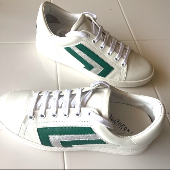 Valextra Super 3 Striped Leather Trainers Size 38 - Picture 3 of 9